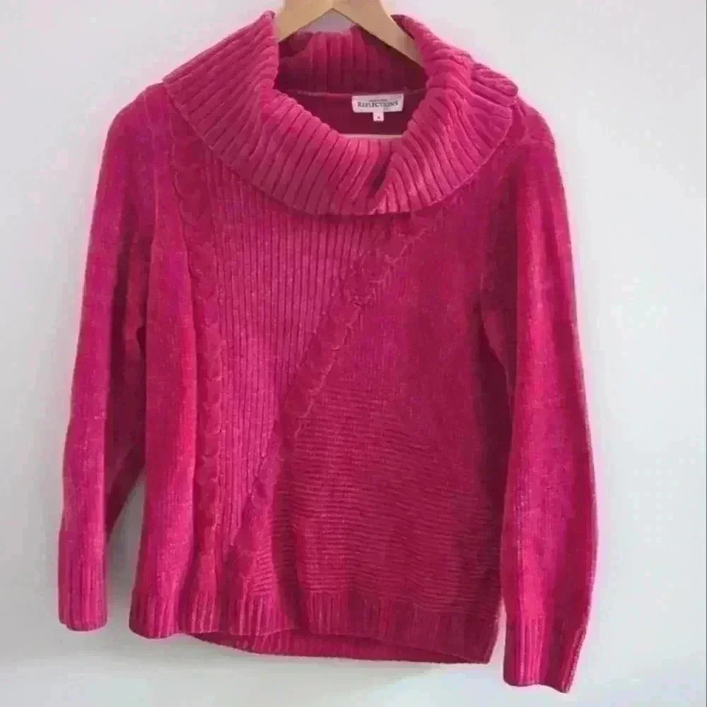 NORTHERN REFLECTIONS | Fuchsia Pink Long Sleeve Cowl Neck Soft Sweater …